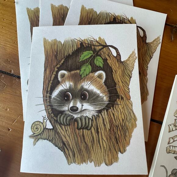 Vtg Blank Note Cards Lil Buddies 1979 Racoon Bunny Beaver 10 Ct Paper Ephemera - Picture 3 of 8